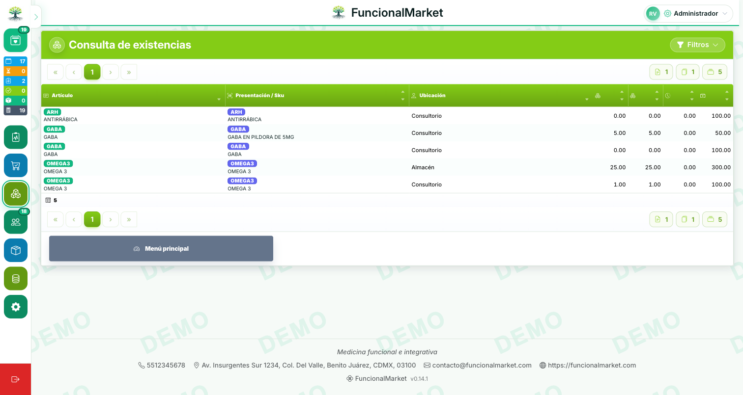 Existencias de inventario