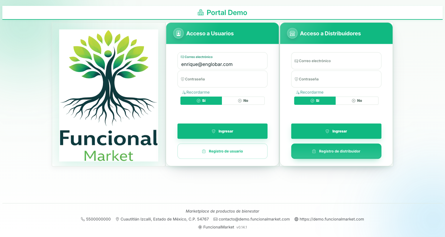 Pantalla de acceso con la pestaña de Distribuidores